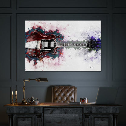 Angus Young's Red Guitar Canvas Wall Art