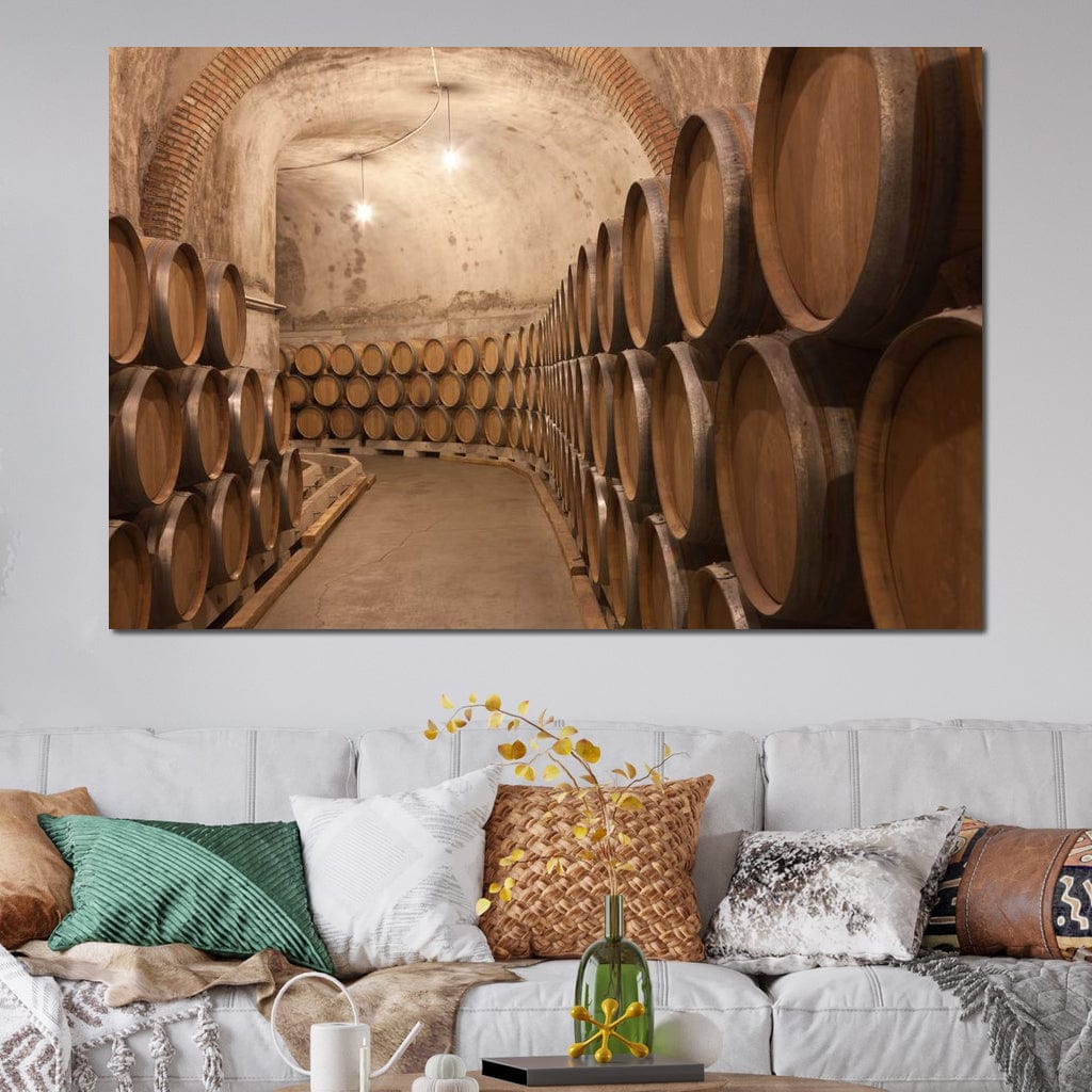 Barrels of Wine Canvas Wall Art