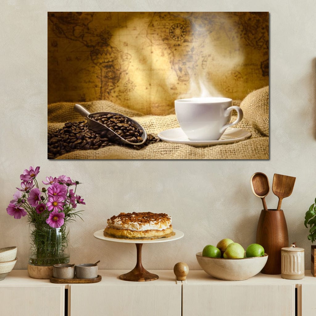 World of Coffee Canvas Wall Art