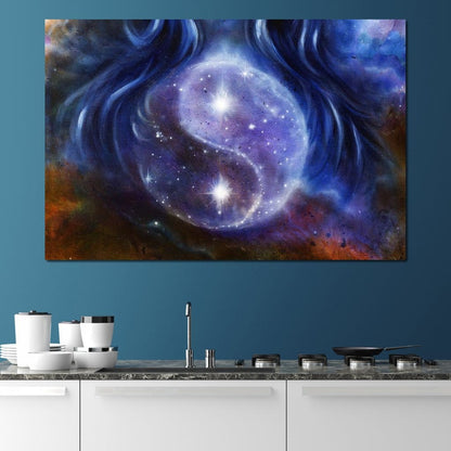 Yin Yang Stars Canvas Wall Art