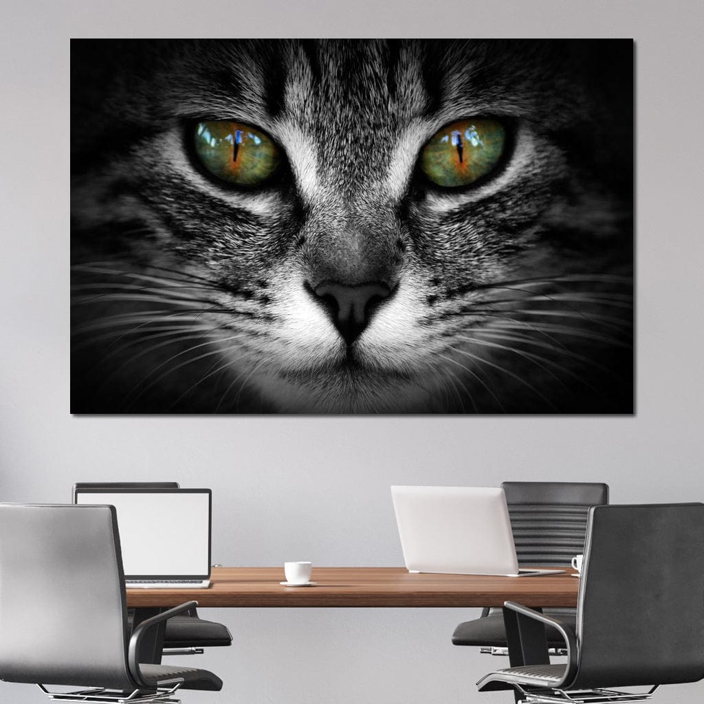 Green Eyed Cat Canvas Wall Art