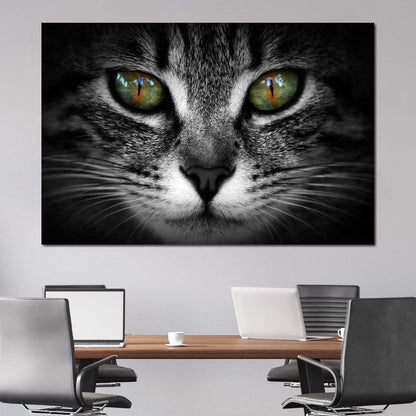 Green Eyed Cat Canvas Wall Art