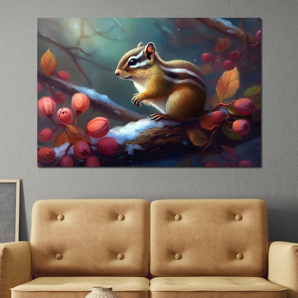 Winter Chipmunk Canvas Wall Art
