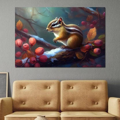 Winter Chipmunk Canvas Wall Art