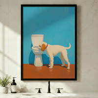 Funny Dog Drinking Toilet Pop Art Canvas Print