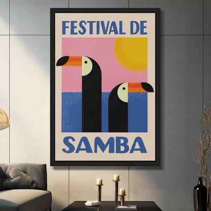 Festival de Samba Toucan Canvas Wall Art – Retro Poster