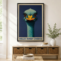Hello Sweet Cheeks Ostrich Funny Vintage Canvas Print