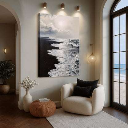 Black & White Waves Abstract Wall Art