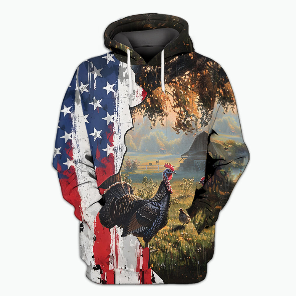 Realistic Patriotic Turkey Peaceful All Over Print Shirt