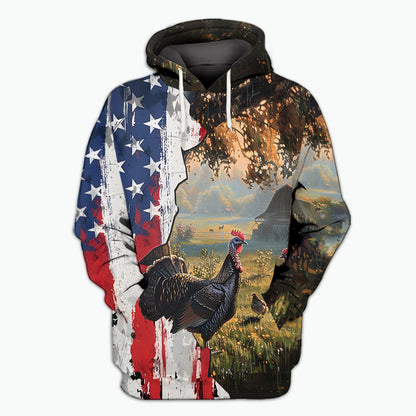 Realistic Patriotic Turkey Peaceful All Over Print Shirt