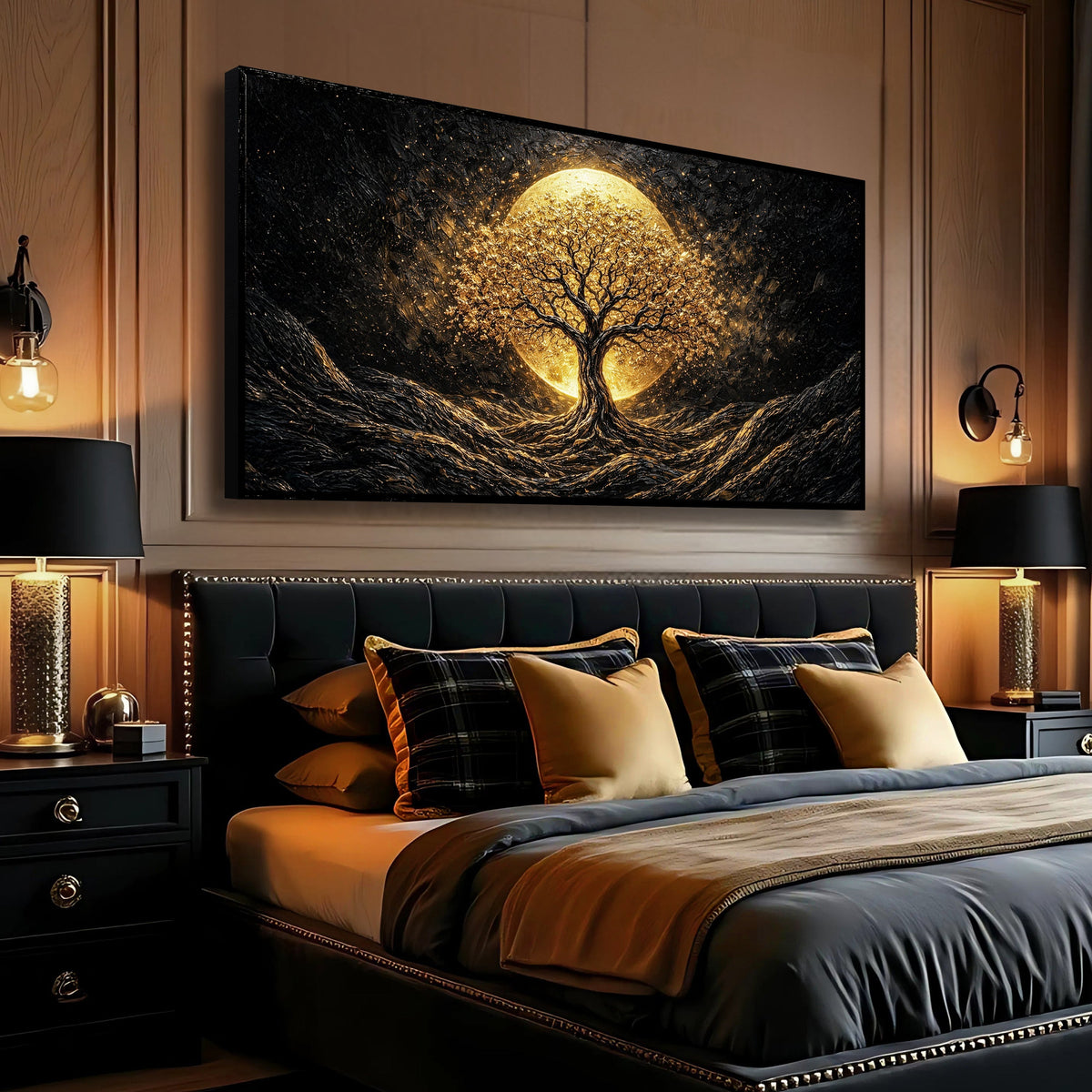 The Luminous Golden Tree Wall Art