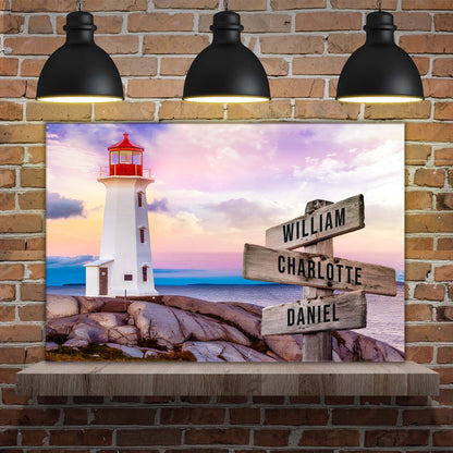 Lighthouse Family Names Sign