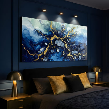 Midnight Veins of Gold Wall Art