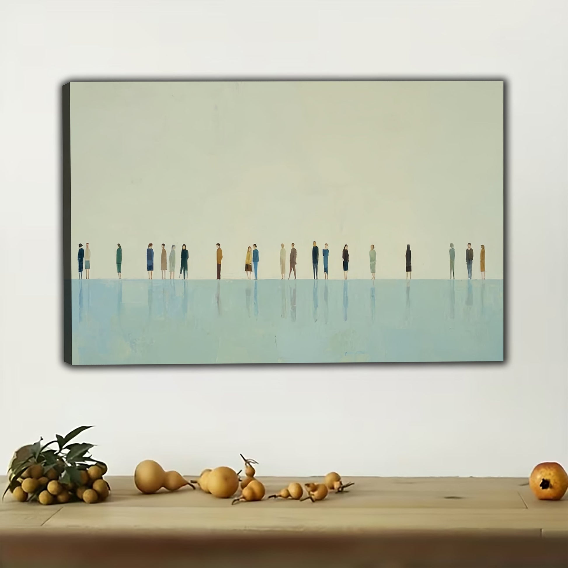 The Minimalist Coastal Horizon – Calm Modern Wall Art on Natural Wood Canvas