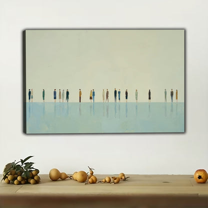 The Minimalist Coastal Horizon – Calm Modern Wall Art on Natural Wood Canvas