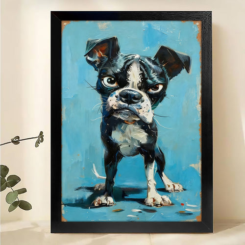 Boston Terrier Brick Wall Canvas-Rustic Pet Wall Art
