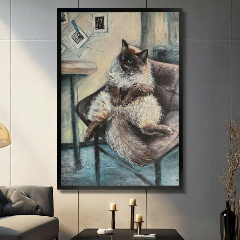 Ragdoll Cat Oil Painting Realistic Canvas Wall Art