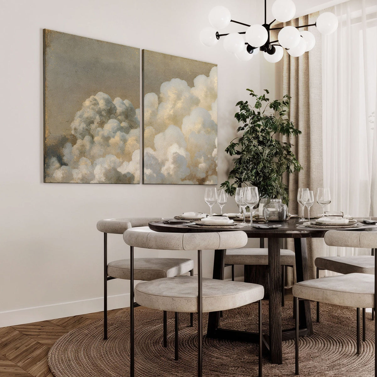Clouds Neutral Abstract Duo Wall Art