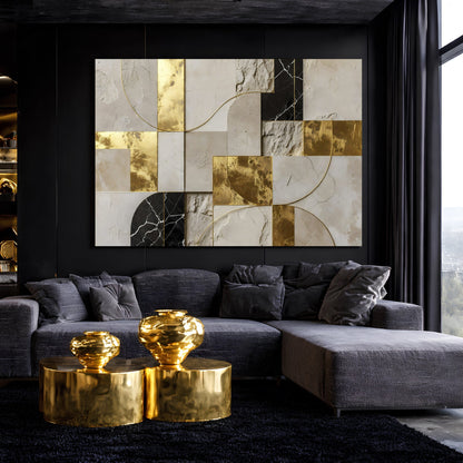 Golden Arc Symphony Abstract Wall Art