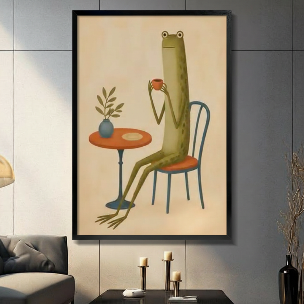 Chill Frog Coffee Retro Vintage Canvas Art Wall Art