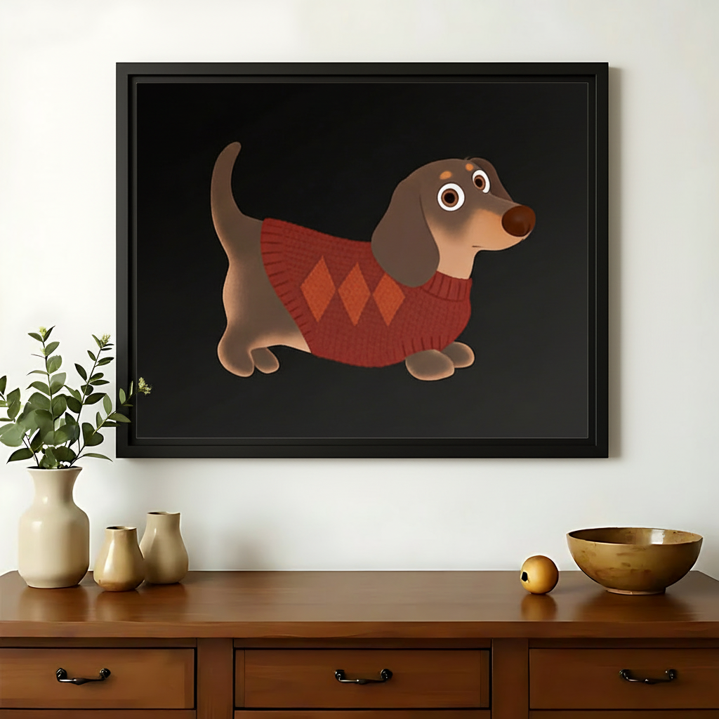 Cute Dachshund in Sweater Wall Art – Perfect Gift for Dog Lovers