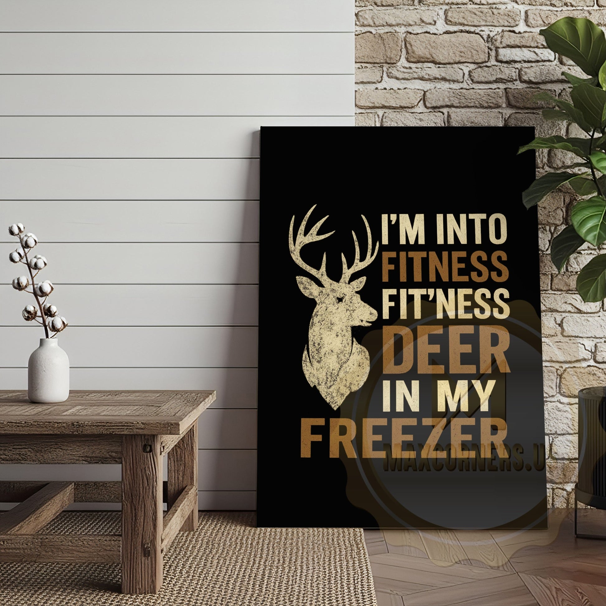 Rustic Hunting Humor Canvas - Fitness Deer Joke Wall Decor