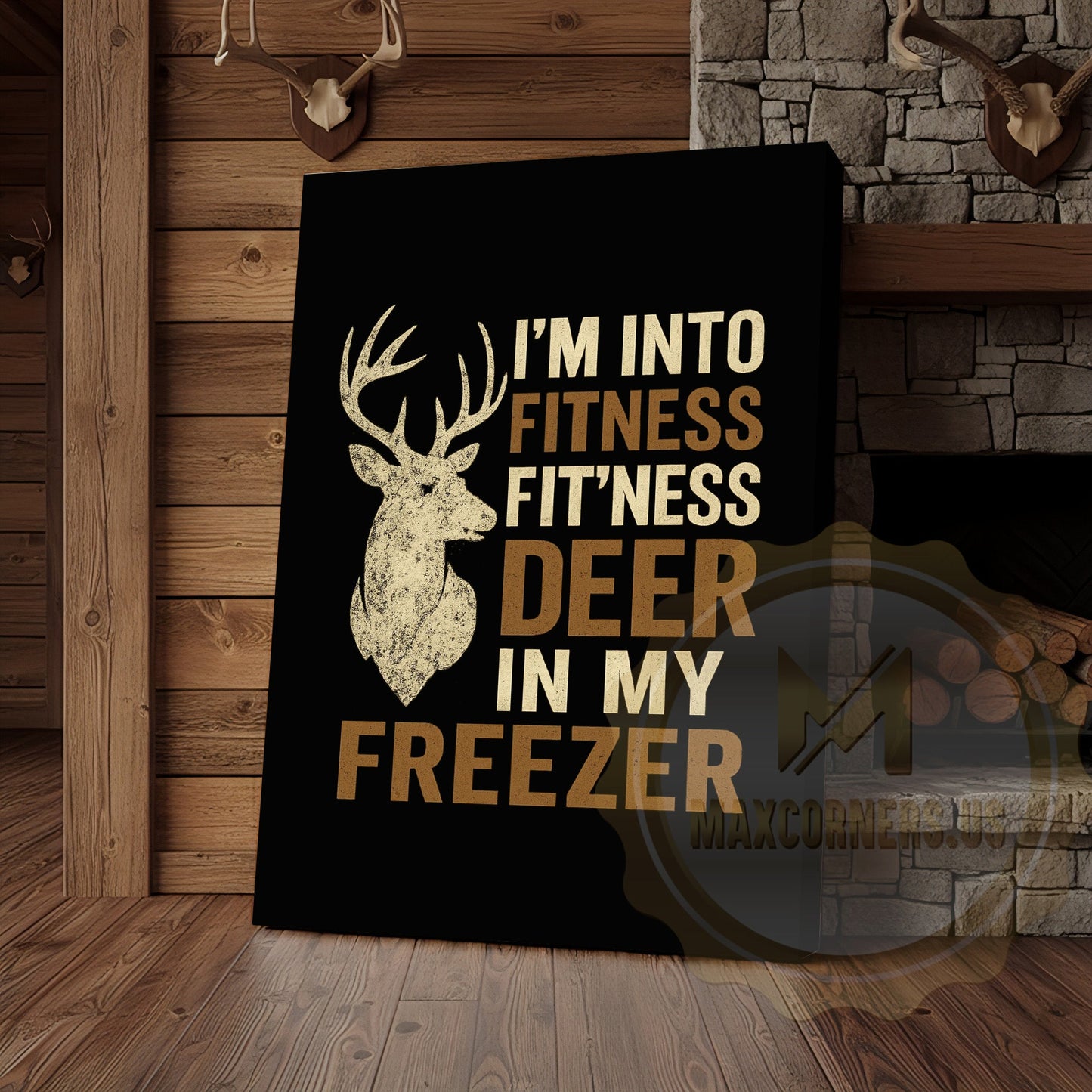 Rustic Hunting Humor Canvas - Fitness Deer Joke Wall Decor