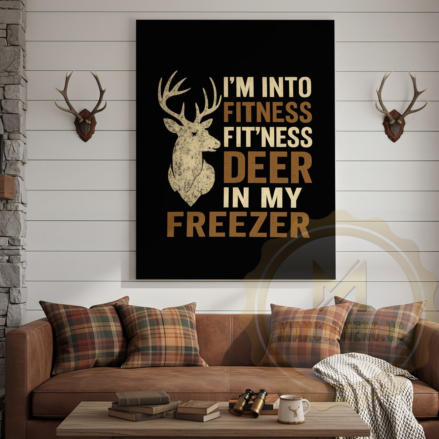 Rustic Hunting Humor Canvas - Fitness Deer Joke Wall Decor