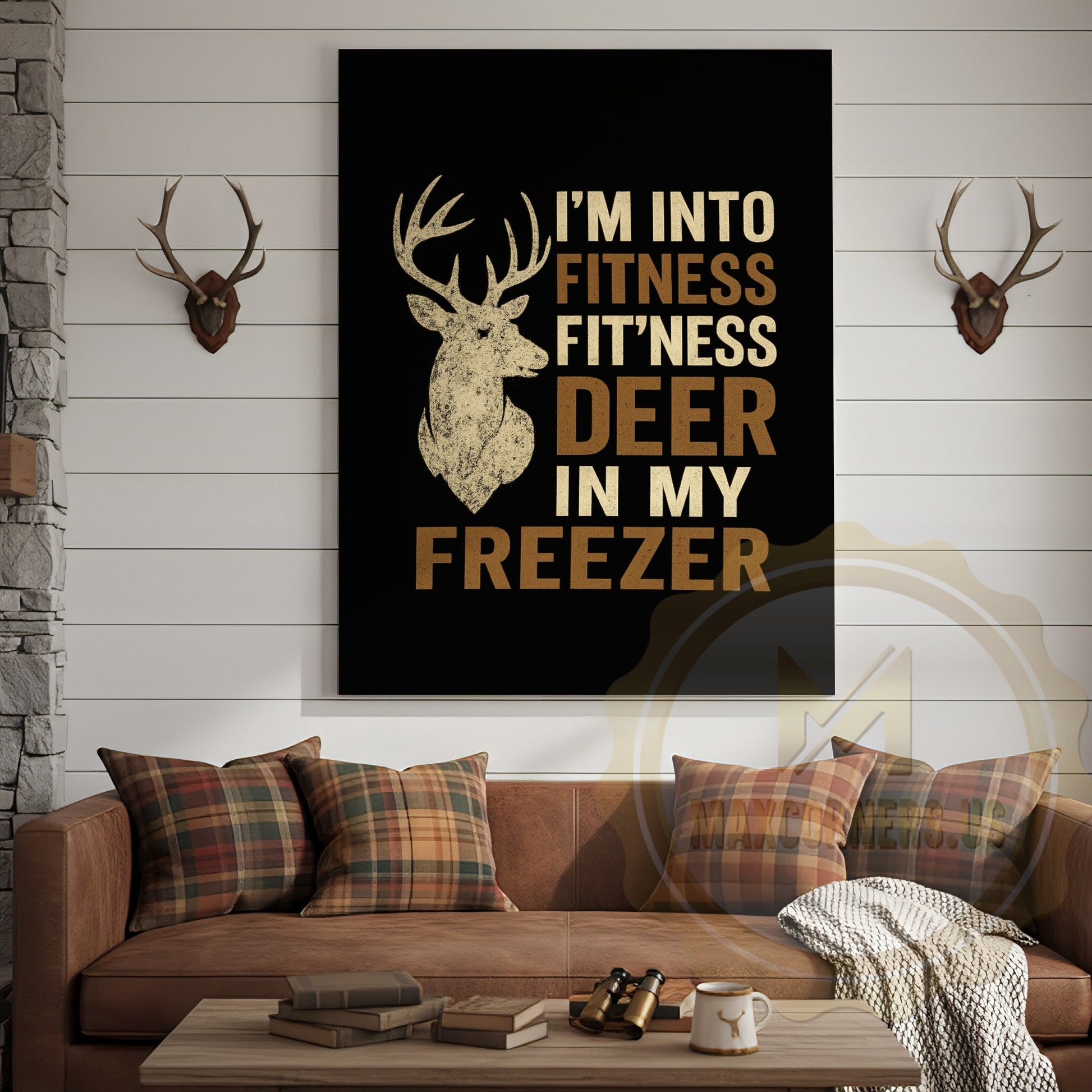 Rustic Hunting Humor Canvas - Fitness Deer Joke Wall Decor