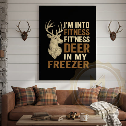 Rustic Hunting Humor Canvas - Fitness Deer Joke Wall Decor