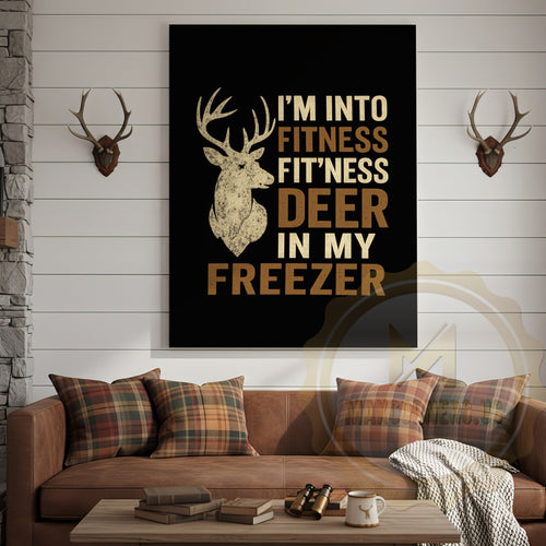 Rustic Hunting Humor Canvas - Fitness Deer Joke Wall Decor