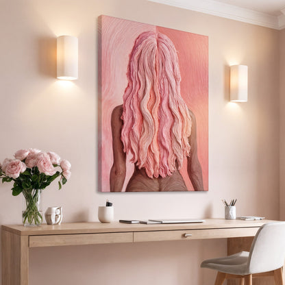 Pink Woman in Coral Abstract Wall Art