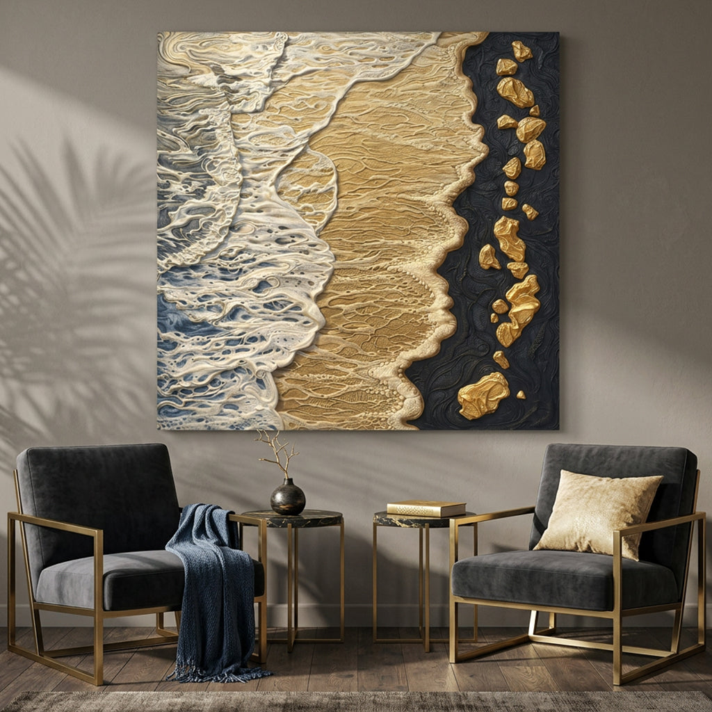 Golden Shoreline Contrast Wall Art