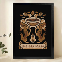 The Espresso Vintage Heraldry Wall Art – Retro Coffee Animal Framed Canvas Print