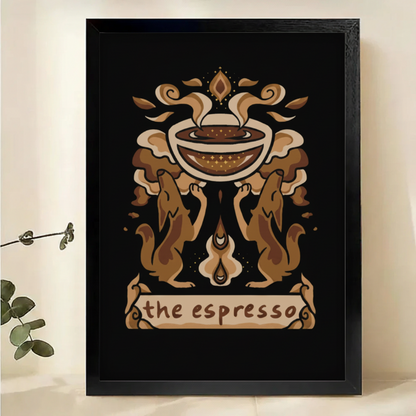 The Espresso Vintage Heraldry Wall Art – Retro Coffee Animal Framed Canvas Print