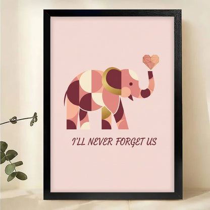 I'll Never Forget Us Elephant Art Print - Geometric Love Wall Decor Canvas Wall Art