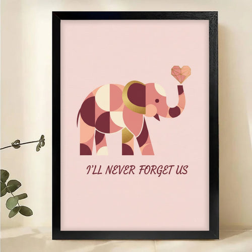I'll Never Forget Us Elephant Art Print - Geometric Love Wall Decor Canvas Wall Art