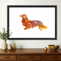 Watercolor Dachshund Wall Art – Colorful Long-Haired Wiener Dog Canvas Print
