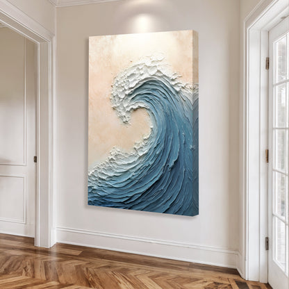 Blue Minimalist Beach Wave Wall Art