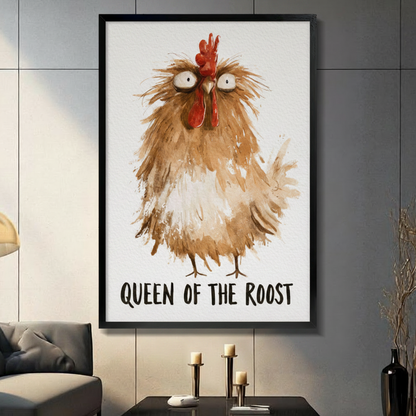 Queen of the Roost Funny Chicken Canvas Art Wall Art
