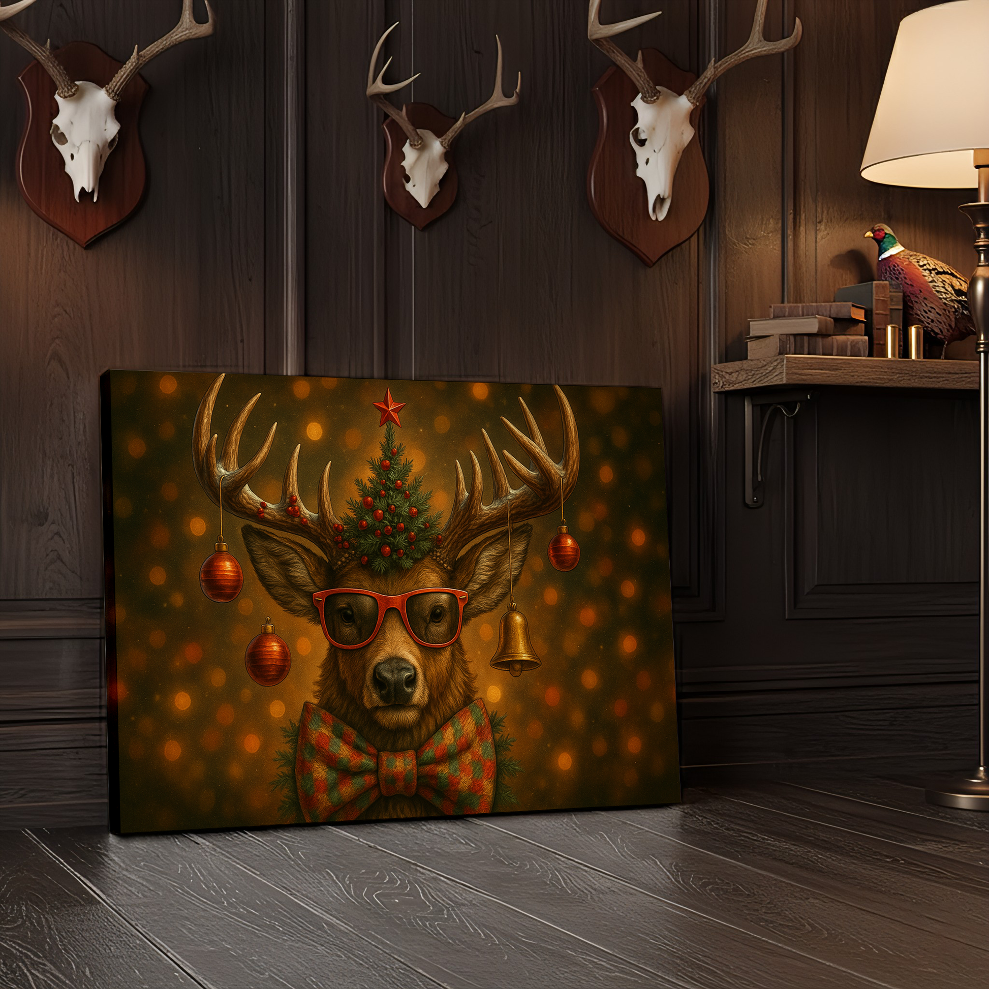 Deer Christmas Party 3D Wrapped Canvas Wall Art
