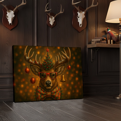 Deer Christmas Party 3D Wrapped Canvas Wall Art