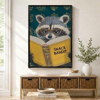 Snack Bandit Raccoon Reading Funny Impasto Canvas Print