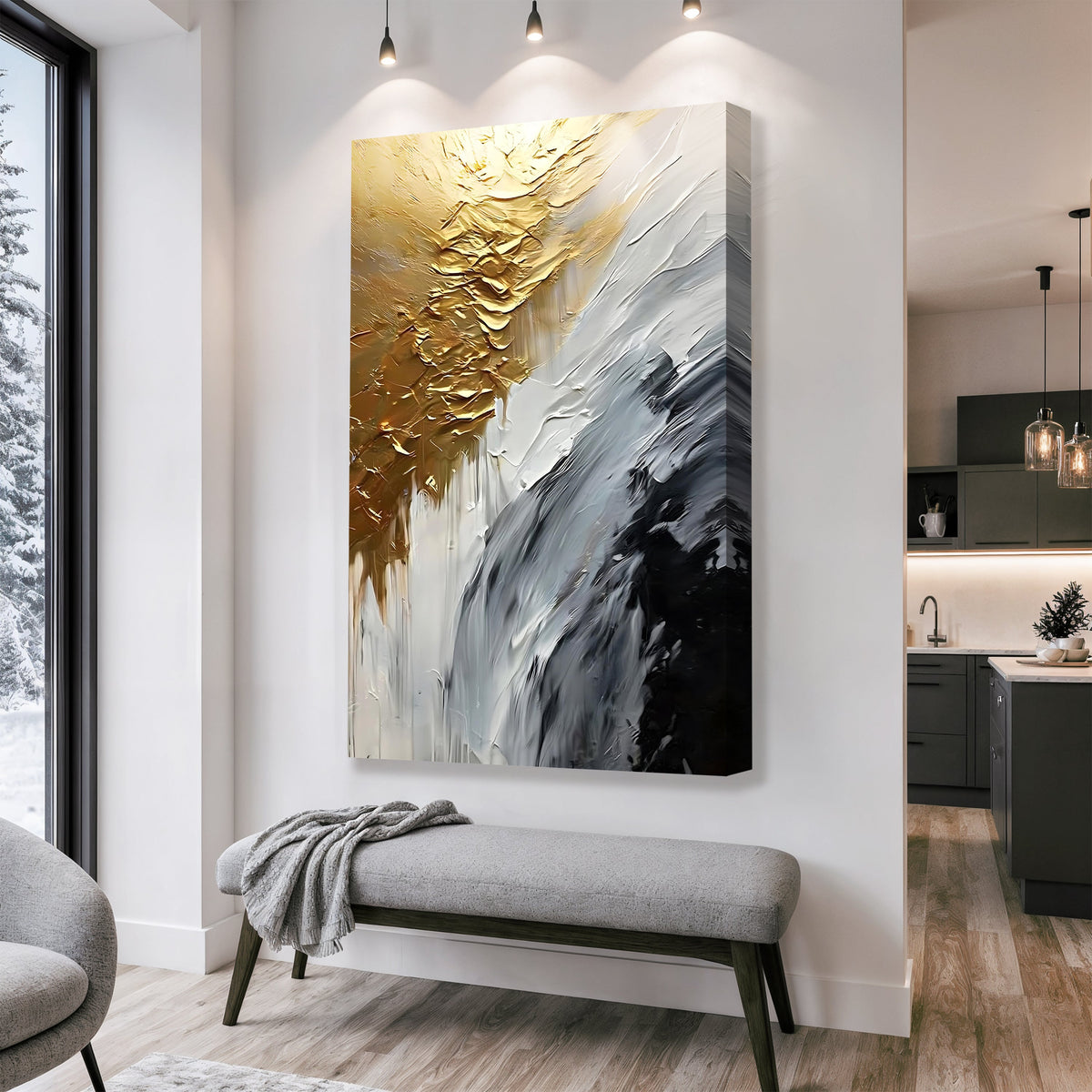 Warm Metallic Modern Wall Art