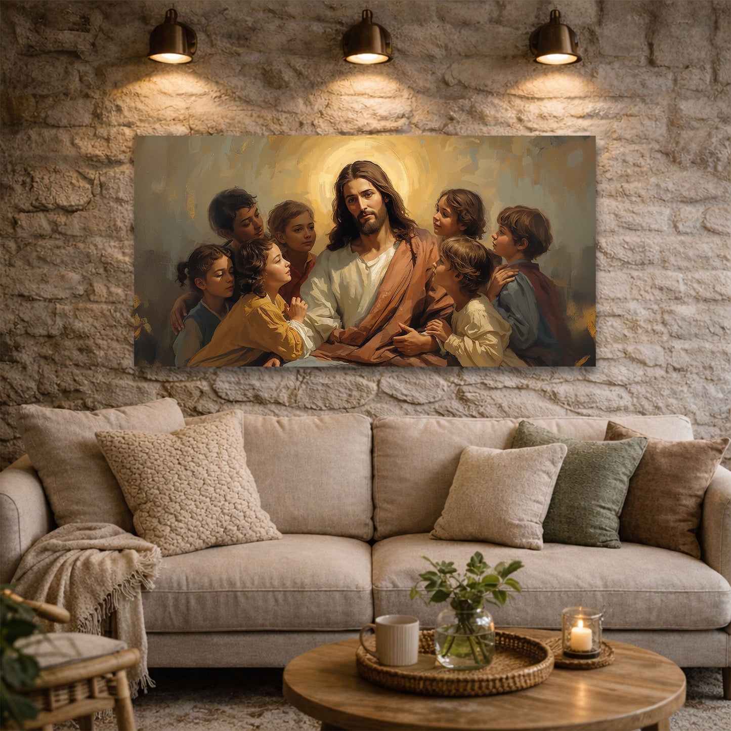 Jesus and the Children Faith Wall Art II
