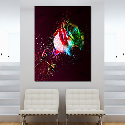 Colored Rose Canvas Wall Art