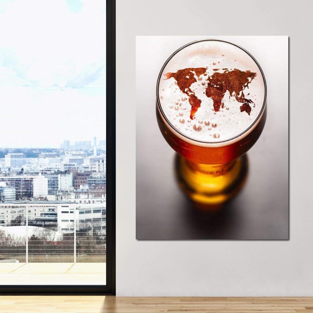 World Map Beer Canvas Wall Art