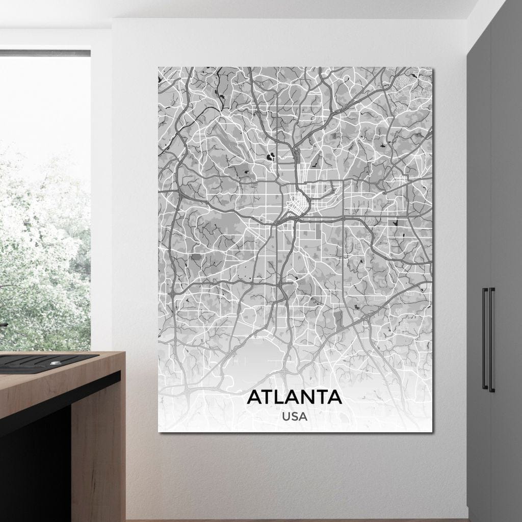 Map of Atlanta, USA Canvas Wall Art