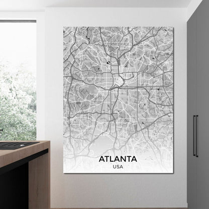 Map of Atlanta, USA Canvas Wall Art