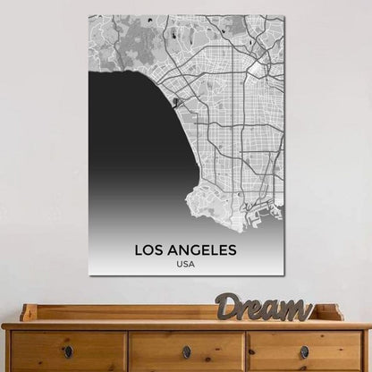 Map of Los Angeles, USA Canvas Wall Art